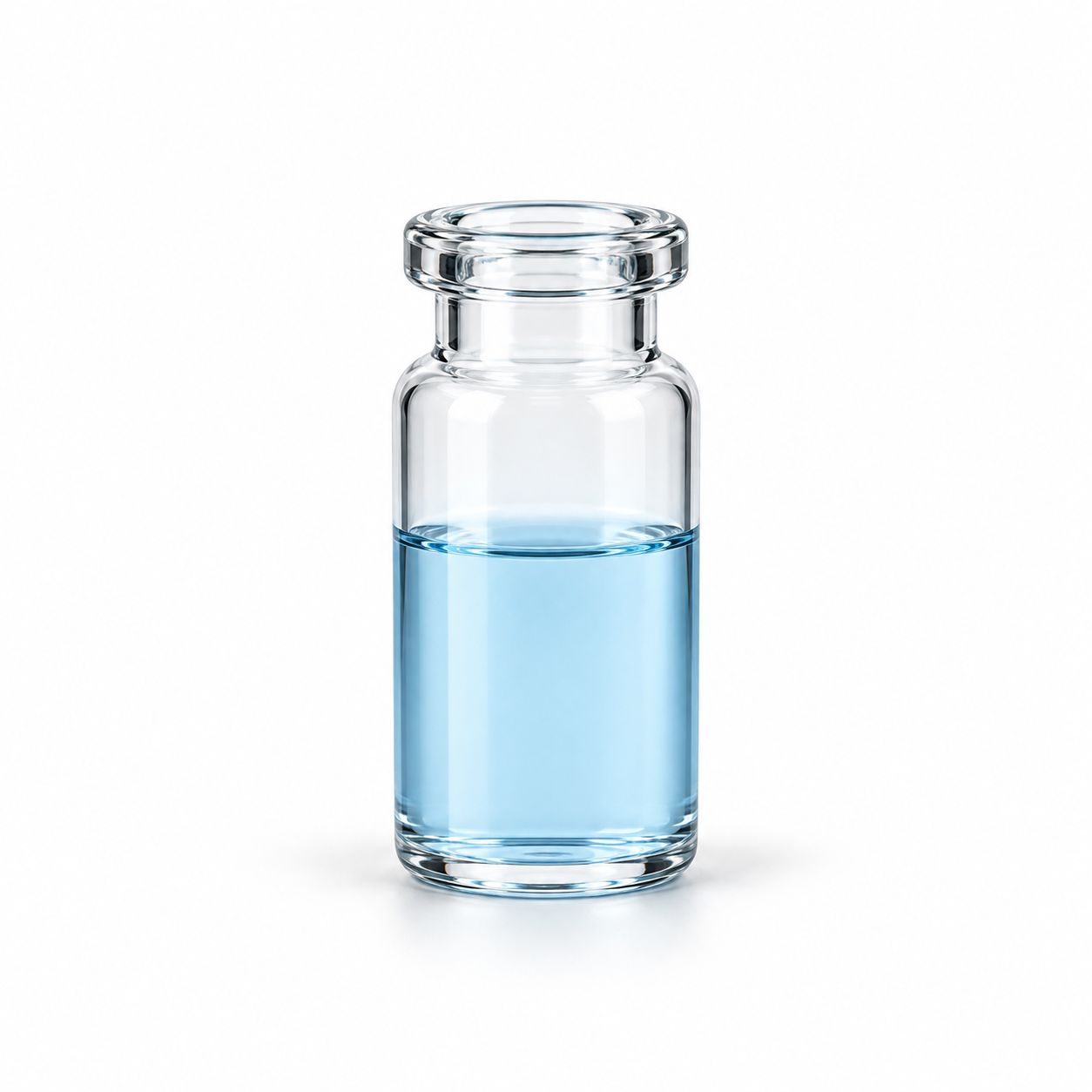 Illustrative glass vial of copper peptide solution